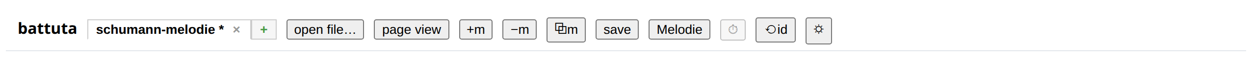 The header: the tab strip (the active tab carries the unsaved-changes star), new-tab button, open, view toggle, measure buttons, save, title, and the id-repair and shortcut-editor buttons.